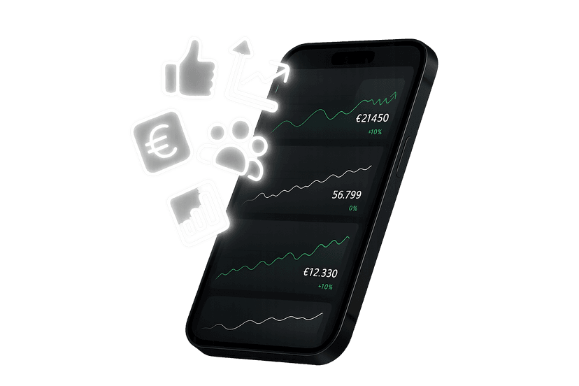 Smartphone con analytics di performance e crescita business
